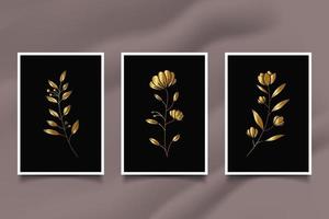 modern gold flowers for wall art collection vector