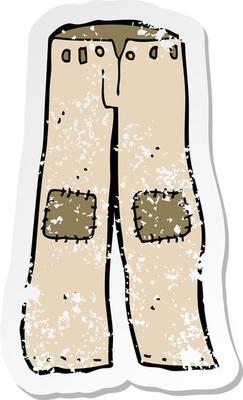 retro distressed sticker of a cartoon patched old pants