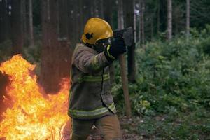 Firefighter in action photo