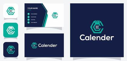 gráfico vectorial de la plantilla de logotipo de datos de programación de letra c calendario con tarjeta de visita vector