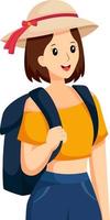 Pretty Girl Traveling Character Design Illustration vector