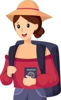 Woman Traveling with Passport Character Design Illustration vector