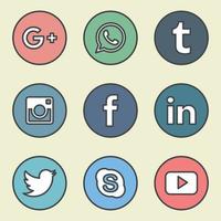 Outlined Social Media Icons vector