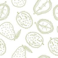 patrón sin costuras de fruta durian dibujado a mano en estilo garabato. papel de regalo, fondo, papel pintado, textil vector