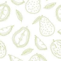 patrón sin costuras de fruta durian dibujado a mano en estilo garabato. papel de regalo, fondo, papel pintado, textil vector