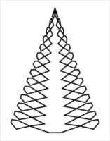 Christmas tree illustration. Black and white, monochrome Christmas tree decorative, stylized illustration. vector