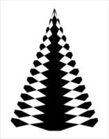 Christmas tree illustration. Black and white, monochrome Christmas tree decorative, stylized illustration. vector