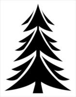 ilustración del árbol de navidad. blanco y negro, árbol de navidad monocromático decorativo, ilustración estilizada. vector