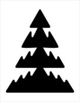 ilustración del árbol de navidad. blanco y negro, árbol de navidad monocromático decorativo, ilustración estilizada. vector