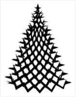 Christmas tree illustration. Black and white, monochrome Christmas tree decorative, stylized illustration. vector