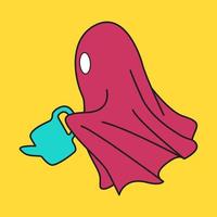 halloween ghost carrying a watering can vector