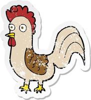 retro distressed sticker of a cartoon rooster vector