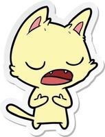 sticker of a talking cat cartoon vector