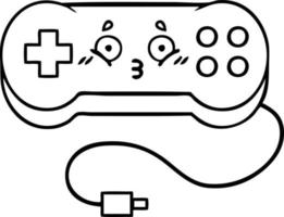 line drawing cartoon game controller vector