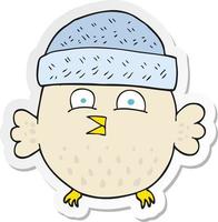 sticker of a cartoon owl wearing hat vector