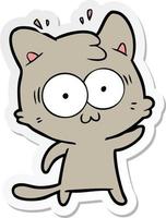 sticker of a cartoon surprised cat vector