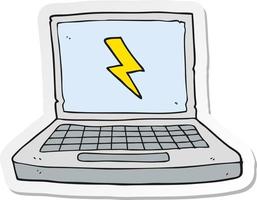 sticker of a cartoon laptop computer vector