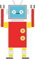 flat color retro cartoon robot vector