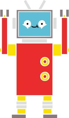 flat color retro cartoon robot
