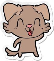 sticker of a laughing cartoon dog vector