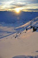 mountain snow sunset photo