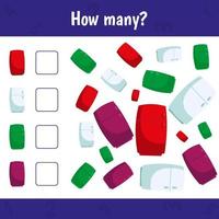 How many fridge are there. Count the number of refrigerators and write. Math worksheet for kids. vector