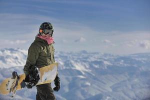 Skiers on mountain photo