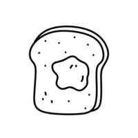 Buttered toast isolated on white background. Vector hand-drawn illustration in doodle style. Perfect for various designs, cards, decorations, logo, menu, recipes.