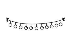 Cute festive garland for a party isolated on white background. Vector hand-drawn illustration in doodle style. Perfect for holiday designs, cards, decorations, logo.