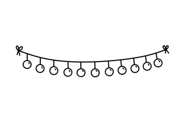 Cute festive garland for a party isolated on white background. Vector hand-drawn illustration in doodle style. Perfect for holiday designs, cards, decorations, logo.