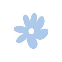 Cute blue flower isolated on white background. Vector illustration in hand-drawn flat style. Perfect for cards, logo, decorations, spring and summer designs. Botanical clipart.