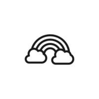 Forecast and weather concept. Minimalistic monochrome signs suitable for apps, sites, advertisement. Editable stroke. Vector line icon of rainbow