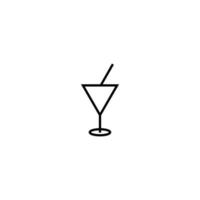 Food and drinks concept. Modern outline symbol and editable stroke. Vector line icon of cocktail glass with drinking straw