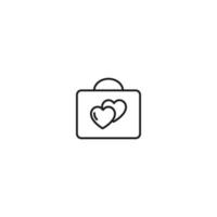 Romance, love and dating concept. Outline sign and editable stroke drawn in modern flat style. Suitable for articles, web sites etc. Vector line icon of heart inside of a bag