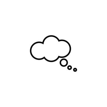 Sing and symbols concept. Single line icon for internet pages, apps, sites, banners, flyers. Line icon of speech bubble in form of cloud with tag in form of circles vector