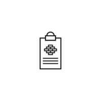 Document on clipboard sign. Vector outline symbol in flat style. Suitable for web sites, banners, books, advertisements etc. Line icon of brick wall on clipboard