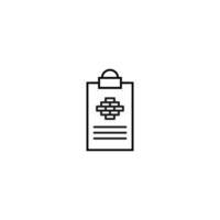 Document on clipboard sign. Vector outline symbol in flat style. Suitable for web sites, banners, books, advertisements etc. Line icon of brick wall on clipboard