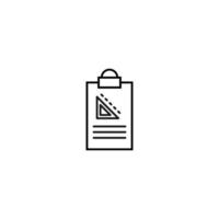 Document on clipboard sign. Vector outline symbol in flat style. Suitable for web sites, banners, books, advertisements etc. Line icon of liner and dotted line on clipboard