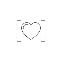 Romance and love concept. Outline sign drawn in flat style. Line icon of heart surrounded by rectangular corners vector