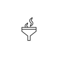 Filtration concept. Vector sign drawn with black lines. Modern symbol in flat style suitable for adverts, books, articles, web sites, apps. Line icon of haze or fumes inside of funnel or vortex