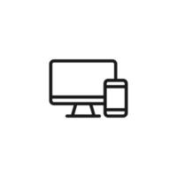 Electronic devices concept. Monochrome illustration drawn with thin line. Perfect for internet resources, stores, books, banner. Line icon of computer and smartphone vector