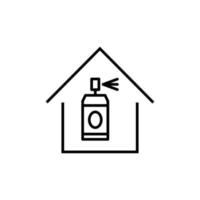 Building as establishment or facility. Outline monochrome sign in flat style. Suitable for stores, advertisements, articles, books etc. Line icon of dye aerosol inside of house vector