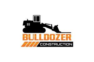 Bulldozer logo template vector. Heavy equipment logo vector for construction company. Creative excavator illustration for logo template.