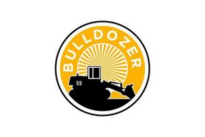 Bulldozer logo template vector. Heavy equipment logo vector for construction company. Creative excavator illustration for logo template.