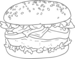 Sandwich with cutlet and salad. vector