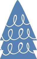 Blue Christmas tree with a decorative pattern. vector