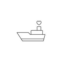 Romance and love concept. Outline sign drawn in flat style. Line icon of heart over funnel of big ship vector