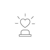 Romance and love concept. Outline sign drawn in flat style. Line icon of glowing heart above statue vector