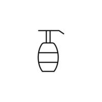 Cosmetic and beauty concept. Outline sign perfect for advertisement, web sites, internet stores etc. Line icon of bottle for liquid soap with long thin dispenser vector