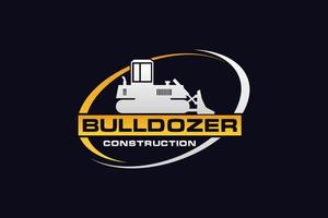 vector de plantilla de logotipo de bulldozer. vector de logotipo de equipo pesado para empresa de construcción. ilustración creativa de excavadora para plantilla de logotipo.